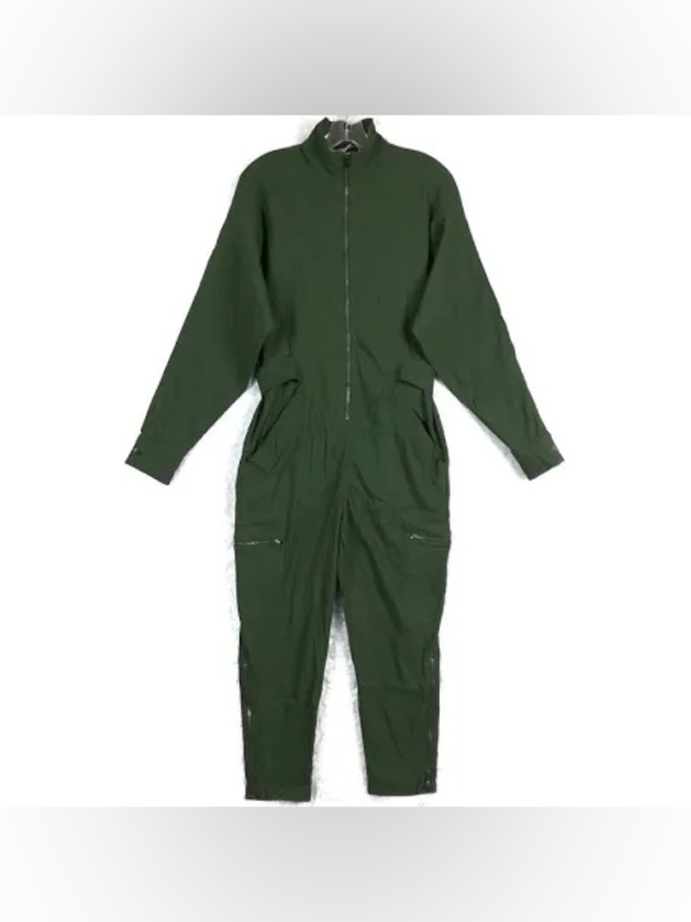 Athleta Lenox Long Sleeve Zip Front Jumpsuit in a Tuscan Olive Green Size: 6 - Picture 4 of 5